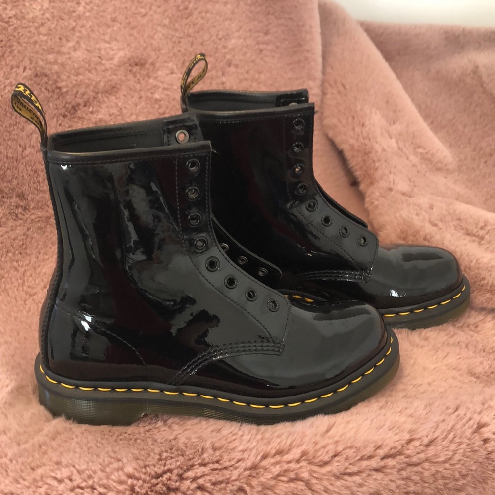 Black Patent Vegan Dr Martens Doc Marten